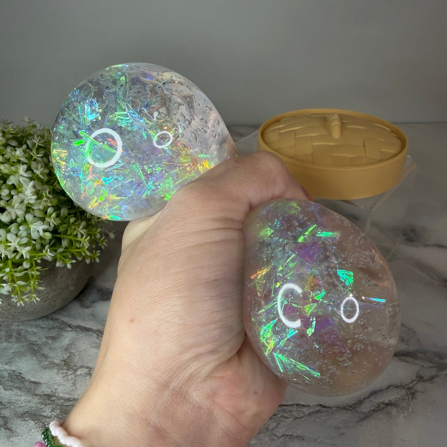 Squishy Toy - Viral Dumpling, Clear Holographic