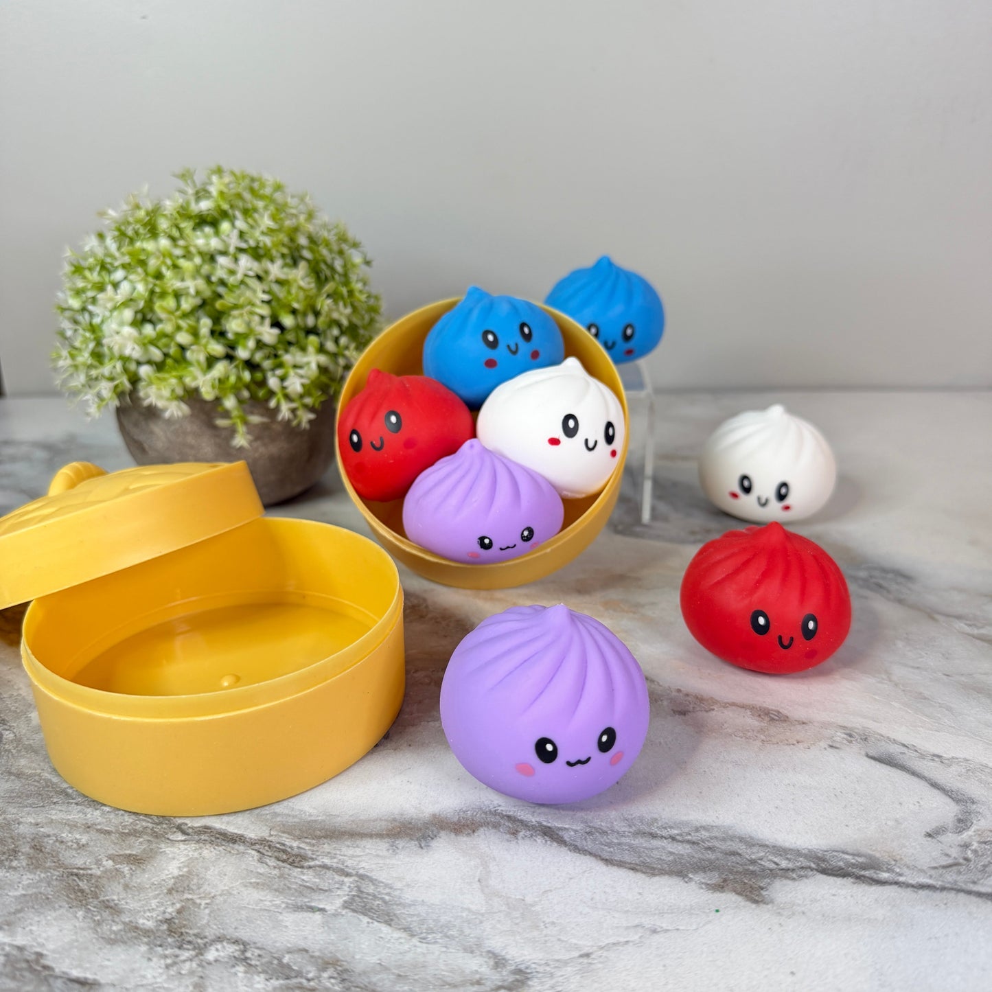 Squishy Toy - Mini Dumpling, Solids - 4 PACK!